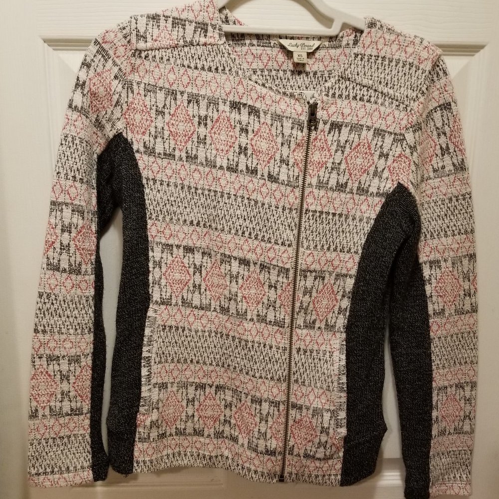 Lucky Brand Asymmetrical Zippered Moto Style Sweater Jacket - XS